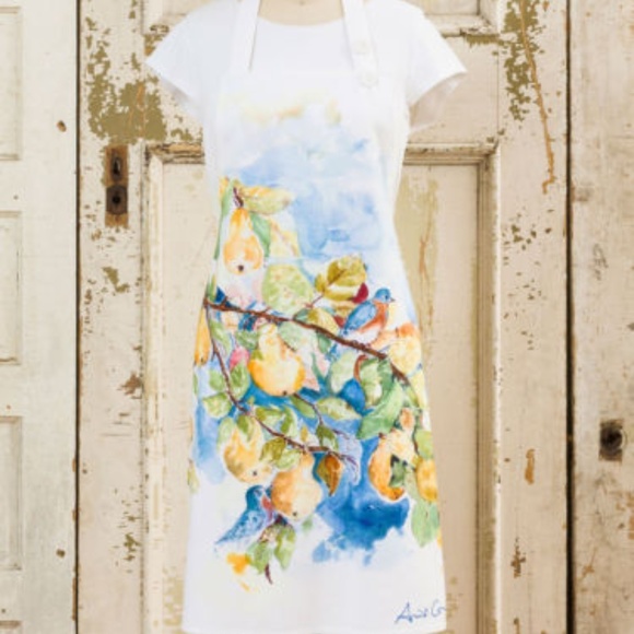 April Cornell Pears Watercolor Apron NWT - Picture 2 of 3